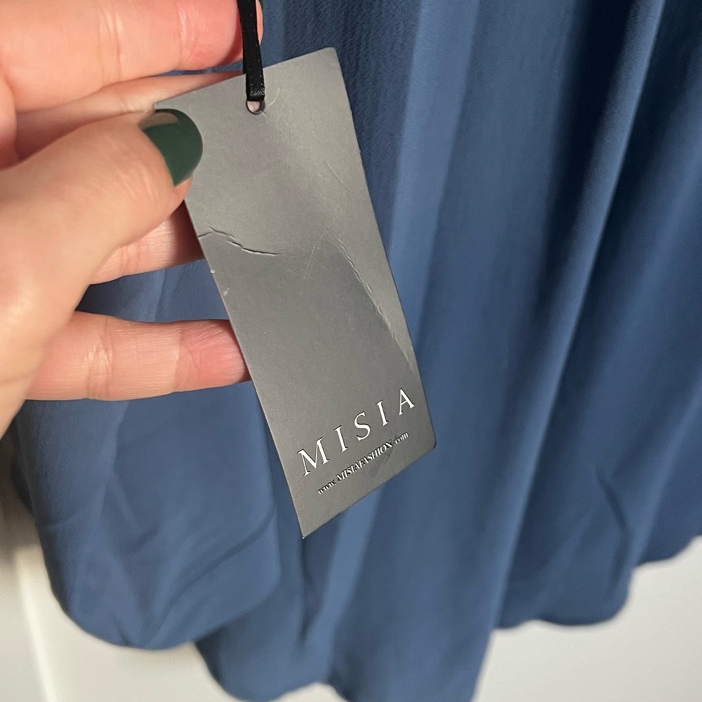 🕶️MISIA Boutique Blue Tab Sleeve 3/4 Sleeve Popover Top Blouse NWT L - Picture 6 of 8
